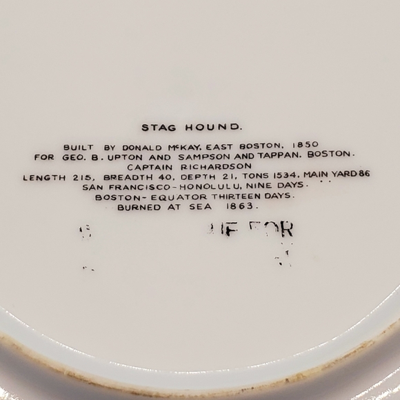 VINTAGE Commemorative plate 'Stag Hound' wall decor souvenir ship at sea - Picture 5 of 5